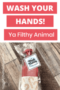Hand soap with Filthy Animal tag
