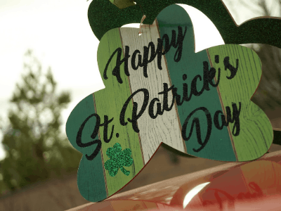 St. Patricks day sign green and white